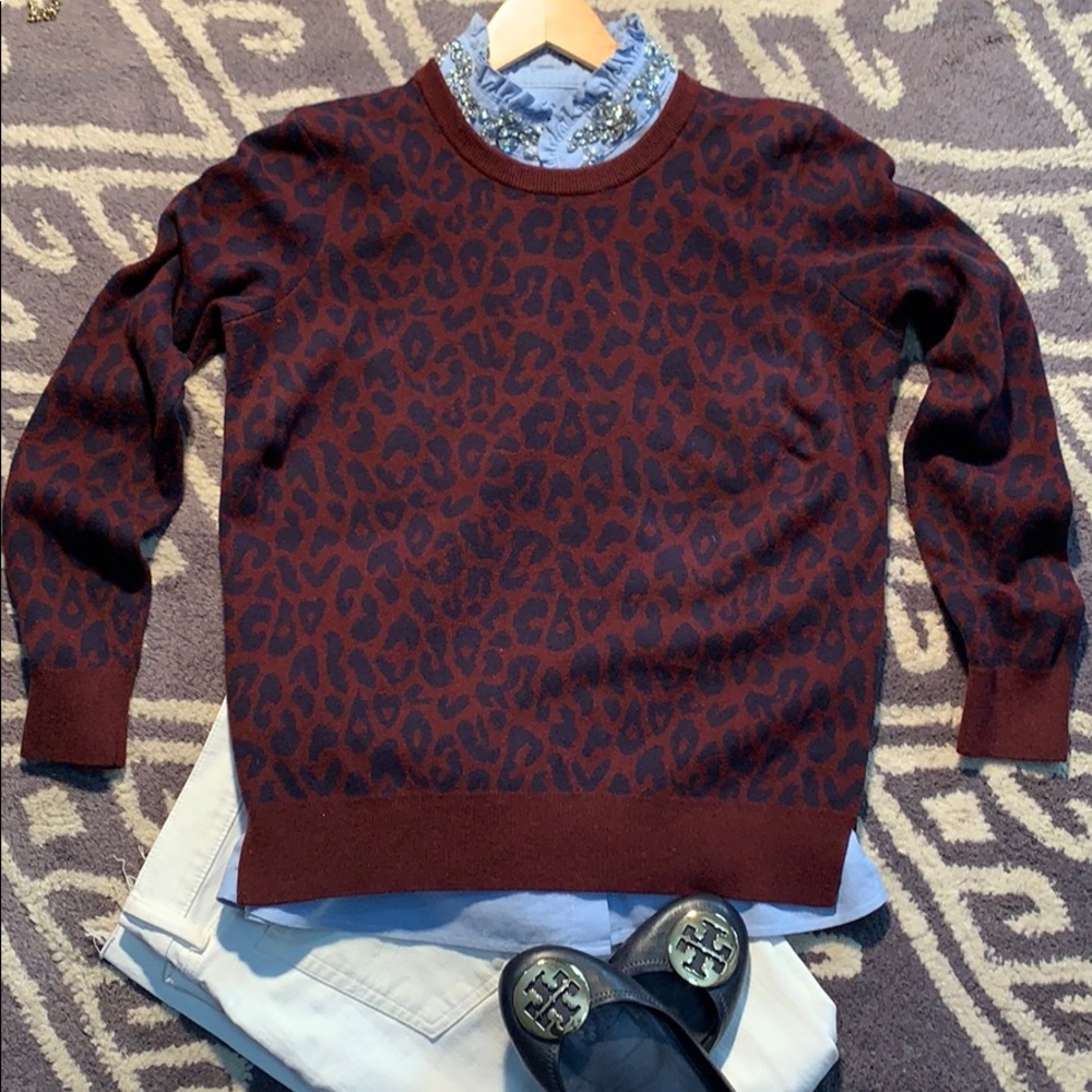 LOFT - Burgundy Leopard Sweater